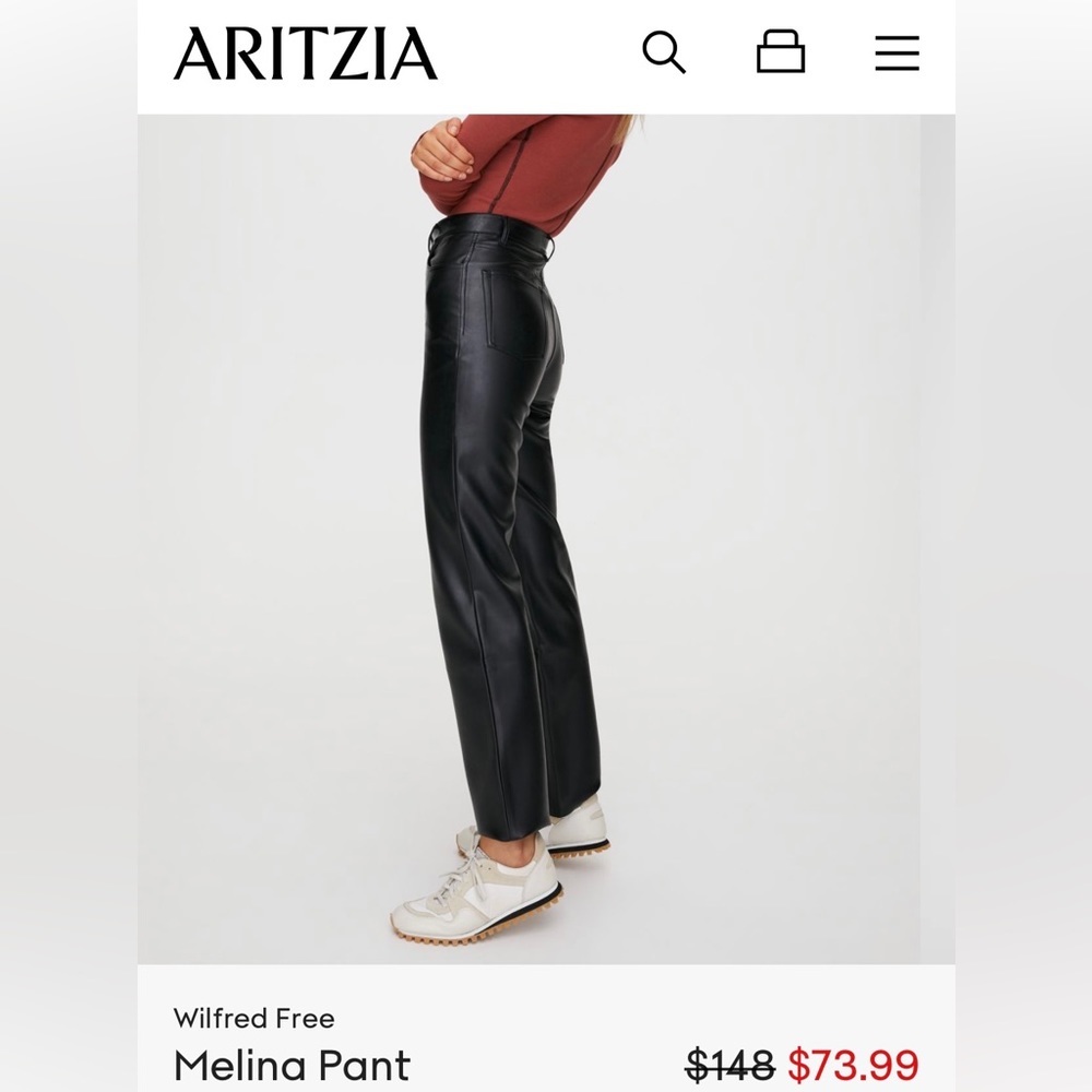 Aritzia Wilfred brand Melina Cropped Vegan Leather Pants Size 6